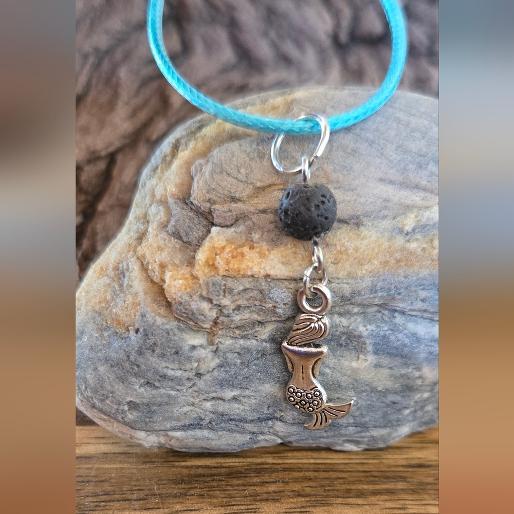 Mermaid Aromatherapy Necklace Lava Bead Essential Oil Diffuser Turquoise Cord